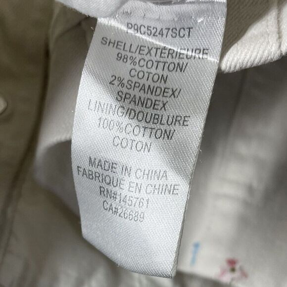 PARKER Womens Ivory Floral Denim Bustier Snap-Front Crop Top EUC Ivan Sz Large L - Picture 9 of 10